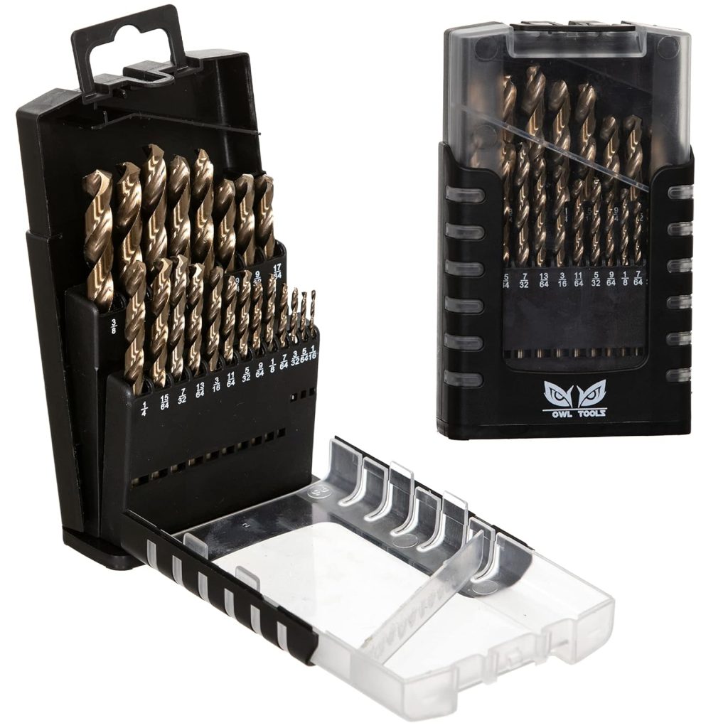 Cobalt Drill Bits for Metal and Steel - 13 Piece Set in SAE Sizes (1/16 - 1/4) M35 Fully Grounded 5% Cobalt - Plastic Storage Case Included
