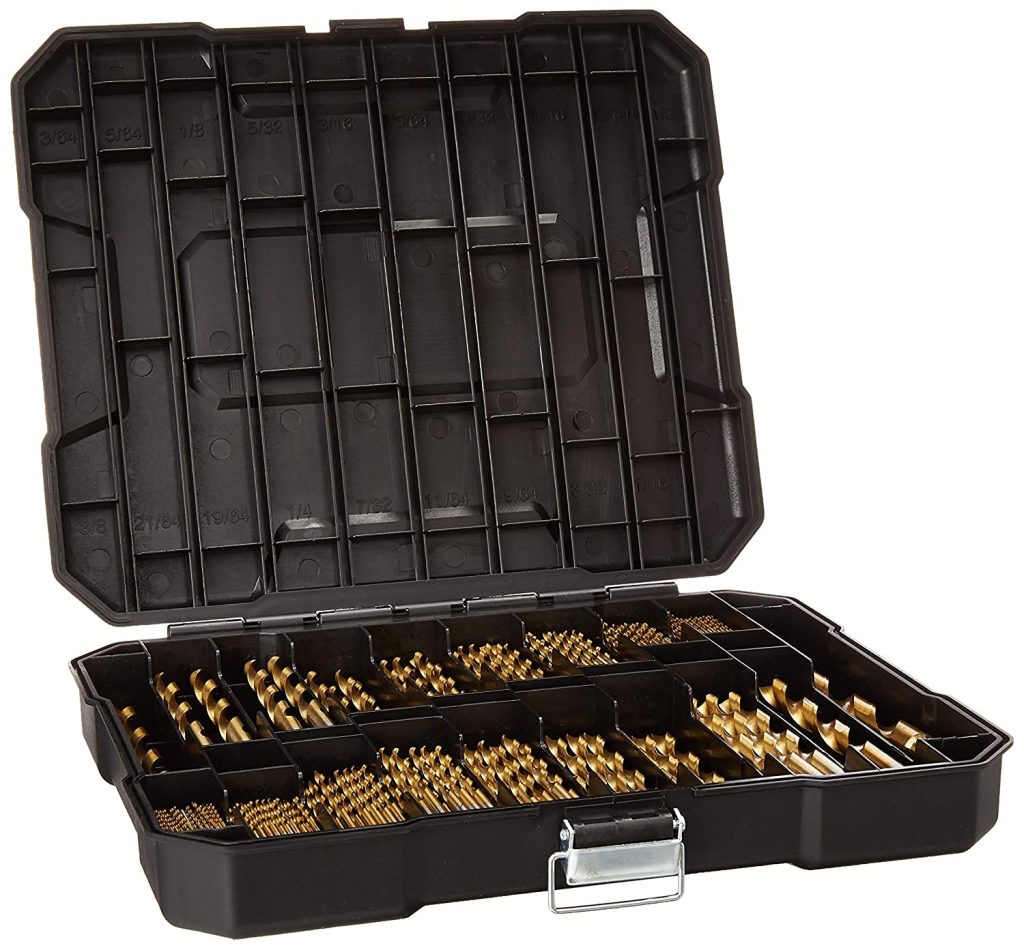 230 Pieces Titanium Twist Drill Bit Set, 135° Tip High Speed Steel, Size from 3/64 up to 1/2, Ideal Drilling in Wood/Cast Iron/Aluminum Alloy/Plastic/Fiberglass, with Hard Storage