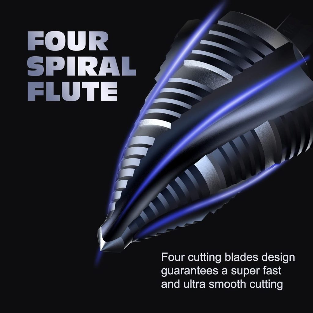 M35 Cobalt Step Drill Bit Set, Four Spiral Flute Cobalt Step Drill Bit, 3/16”-7/8 Impact Unibit Bit,for for Stainless Steel, Wood,Stainless Steel, Wood