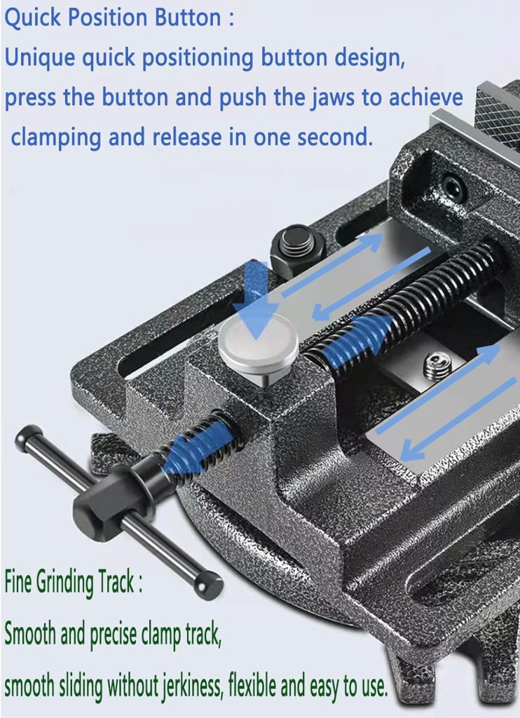 MYTEC Drill Press Vise, 3.0 Black, Quick Release Workbench Industrial Vise Clamp, High-grade cast steel Bench Clamp